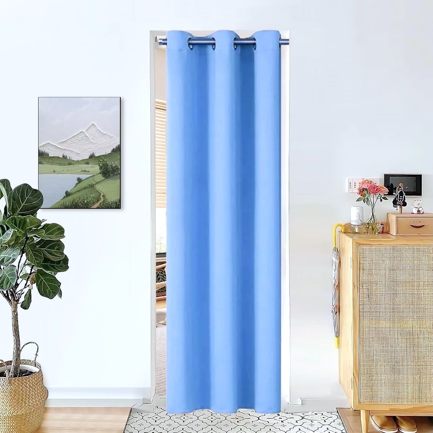 Blackout Curtain for Doorways and Closets K68 BLACK Color Window Thermal Insulated Top Grommets for Bedroom 37" X 84"