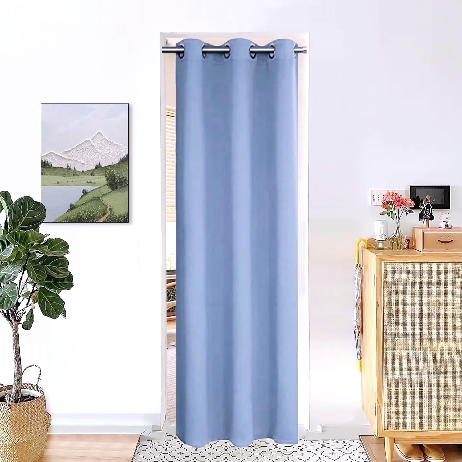 Blackout Curtain for Doorways and Closets K68 BLACK Color Window Thermal Insulated Top Grommets for Bedroom 37" X 84"