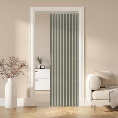 100% Blackout Accordion Door Magnetic Door Curtain Folding Closet Doors Curtain Invisible Applicable Bedroom Room Living Room Doorway （Grey 42" W x 78" L 1 Panel