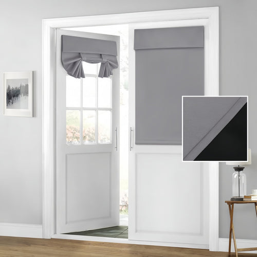 100% Blackout French Door Curtains,Privacy Door Curtains for Window,26 X 40 Inch Room Darkening Blinds,Thermal Insulated Window Shades for Bedroom,1 Panel,Light Grey