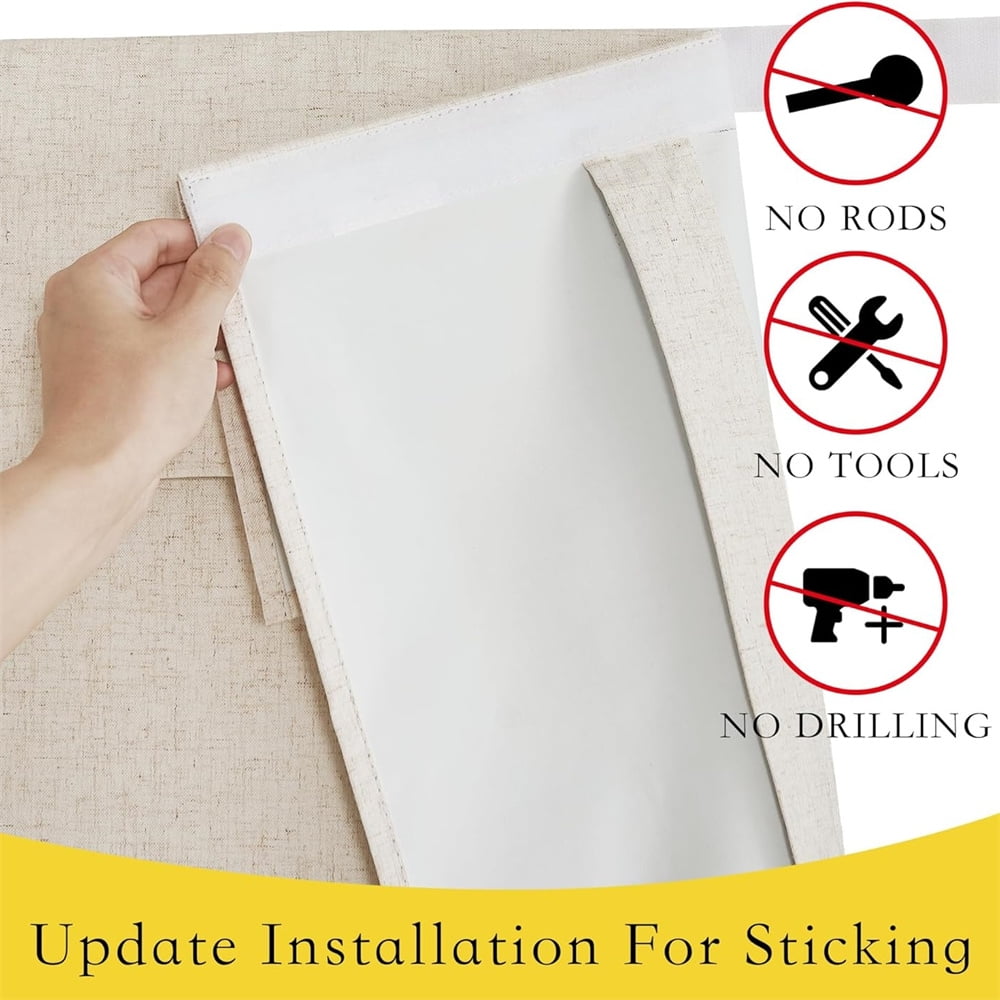 1 Pcs Room Window Shade,French Blackout Door Curtain,Half Window Darkening Blinds,Thermal Insulated Kitchen Curtain,Self Adhesive Privacy Panel,for Patio Doorway,26 X 40 Inch,Beige