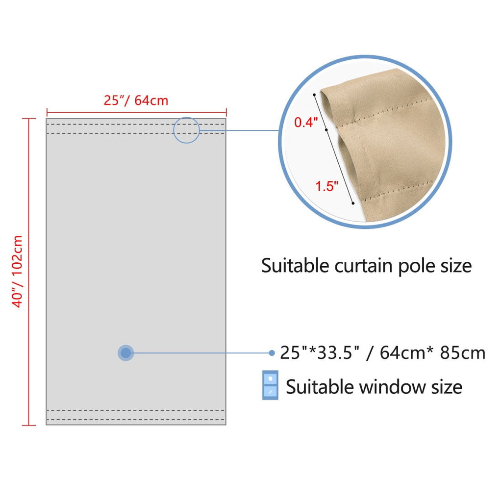 PiccoCasa 1 Panel Door Curtains Home Blackout Window Curtains, Khaki W25" x L40"