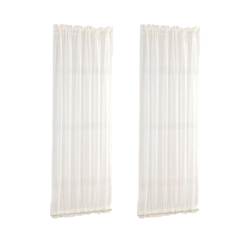 2pcs White French Door Curtains Curtain Panel 25x72'' / 64x183cm