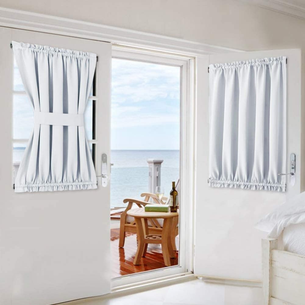 American Farmhouse White Solid Art Rod Pocket Style Blackout Home Decor Door Curtain, 25 x 40 In