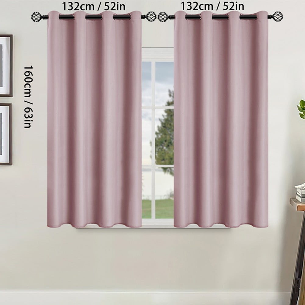 Blackout Curtain Thermal Blackout Door Curtain 132X160cm Room Sunscreen Curtains Black