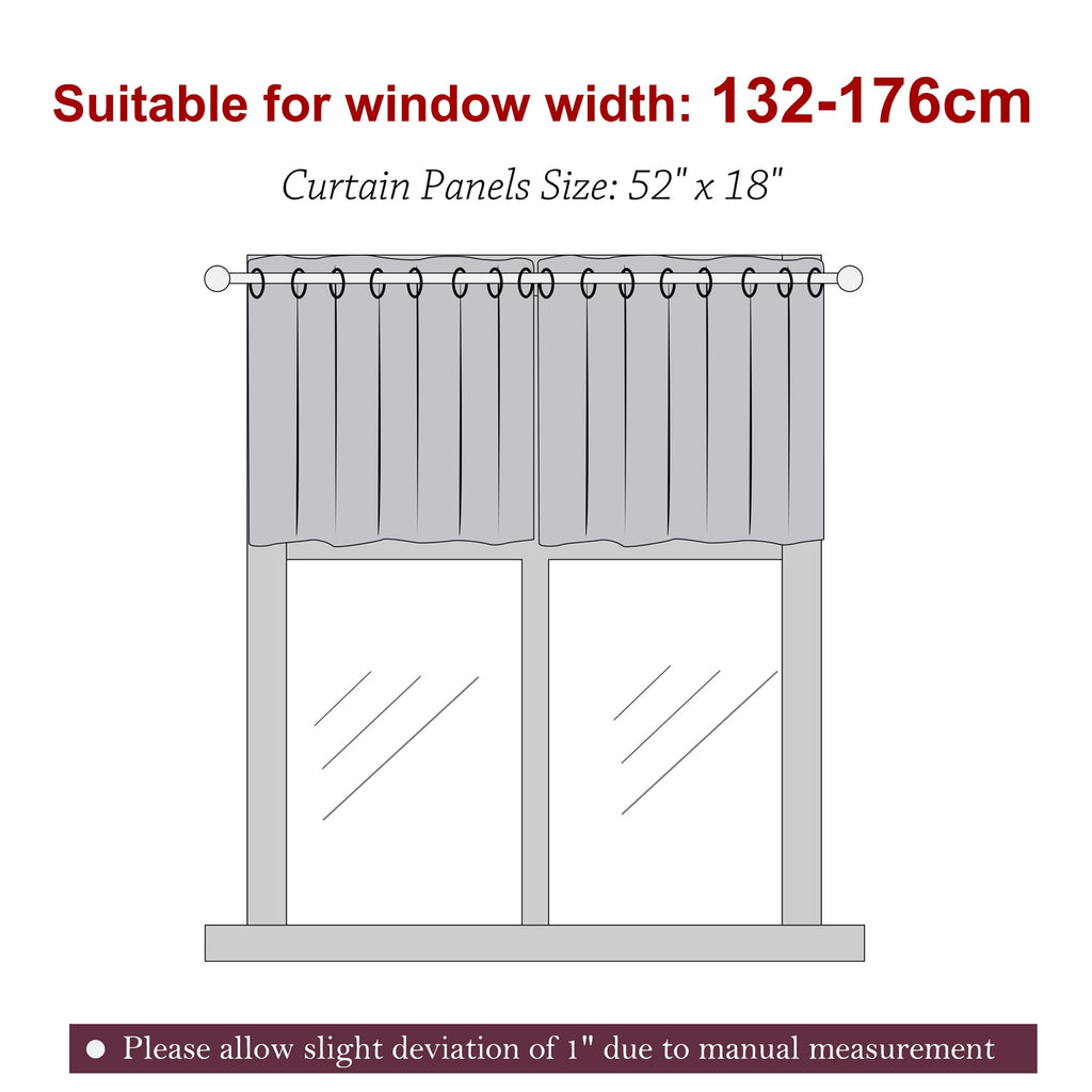 PiccoCasa 2Pcs Blockout Small Window Curtain Panel Kitchen Curtain, Burgundy 29 x 18 Inch