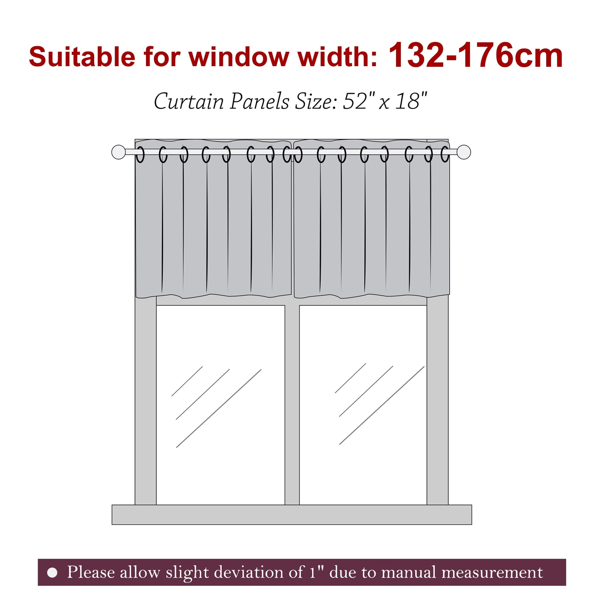 PiccoCasa 2Pcs Blockout Small Window Curtain Panel Kitchen Curtain, Burgundy 29 x 18 Inch