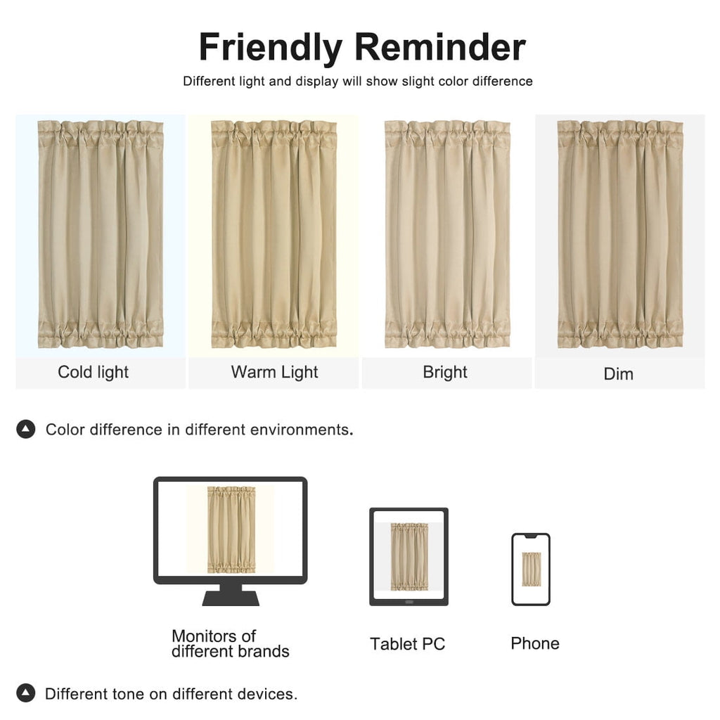 Unique Bargains 2-Pack French Door Curtains Panels Khaki 25" x 40"