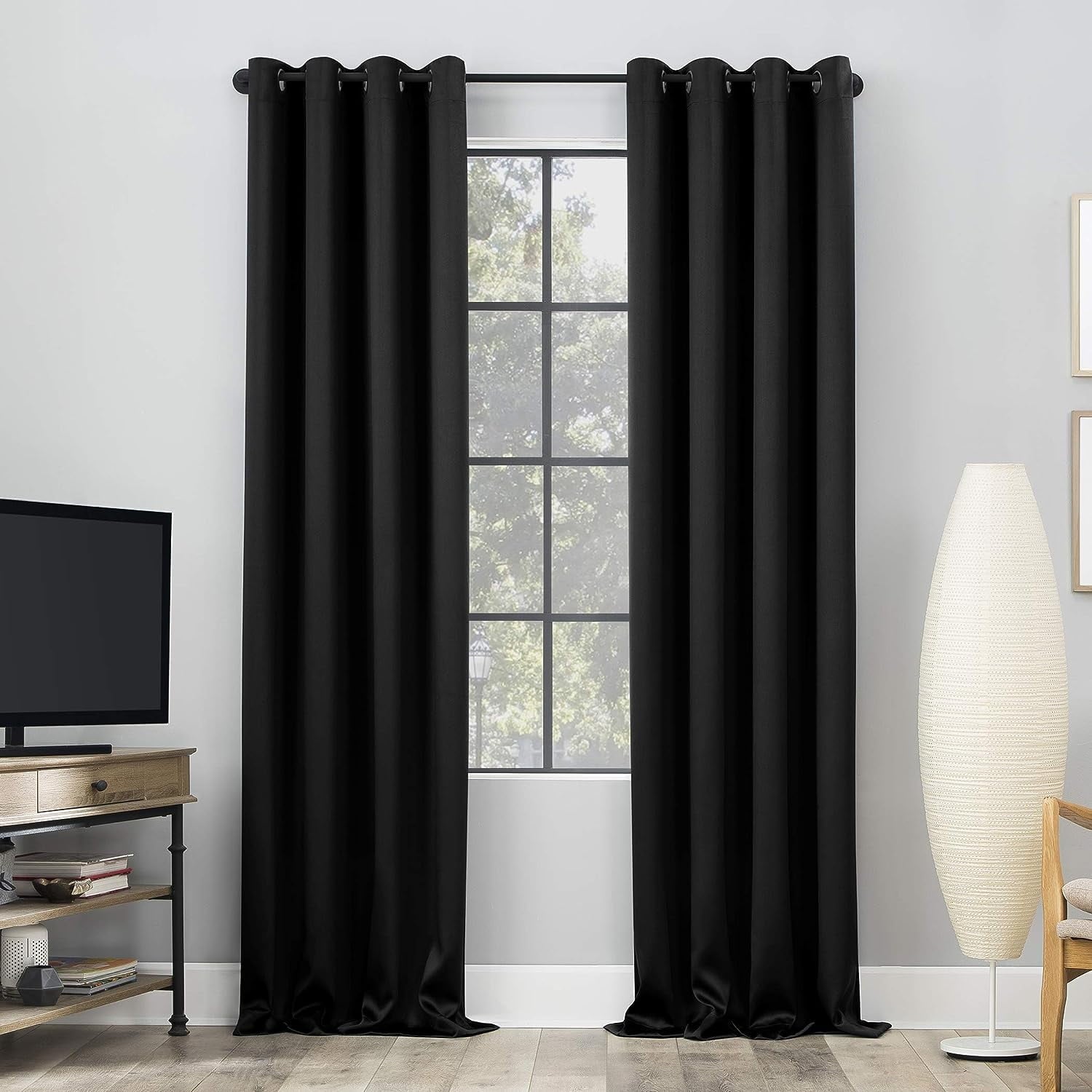 Black Thermal Blackout Curtains/52 x 72 Inch/Set of 2 Panels Room Darkening Curtains for Bedroom