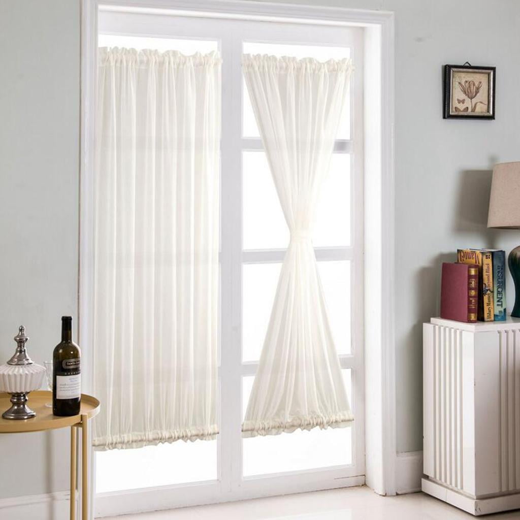 2Pcs Home French Door Curtains Blackout Curtain White 137x183cm for Privacy