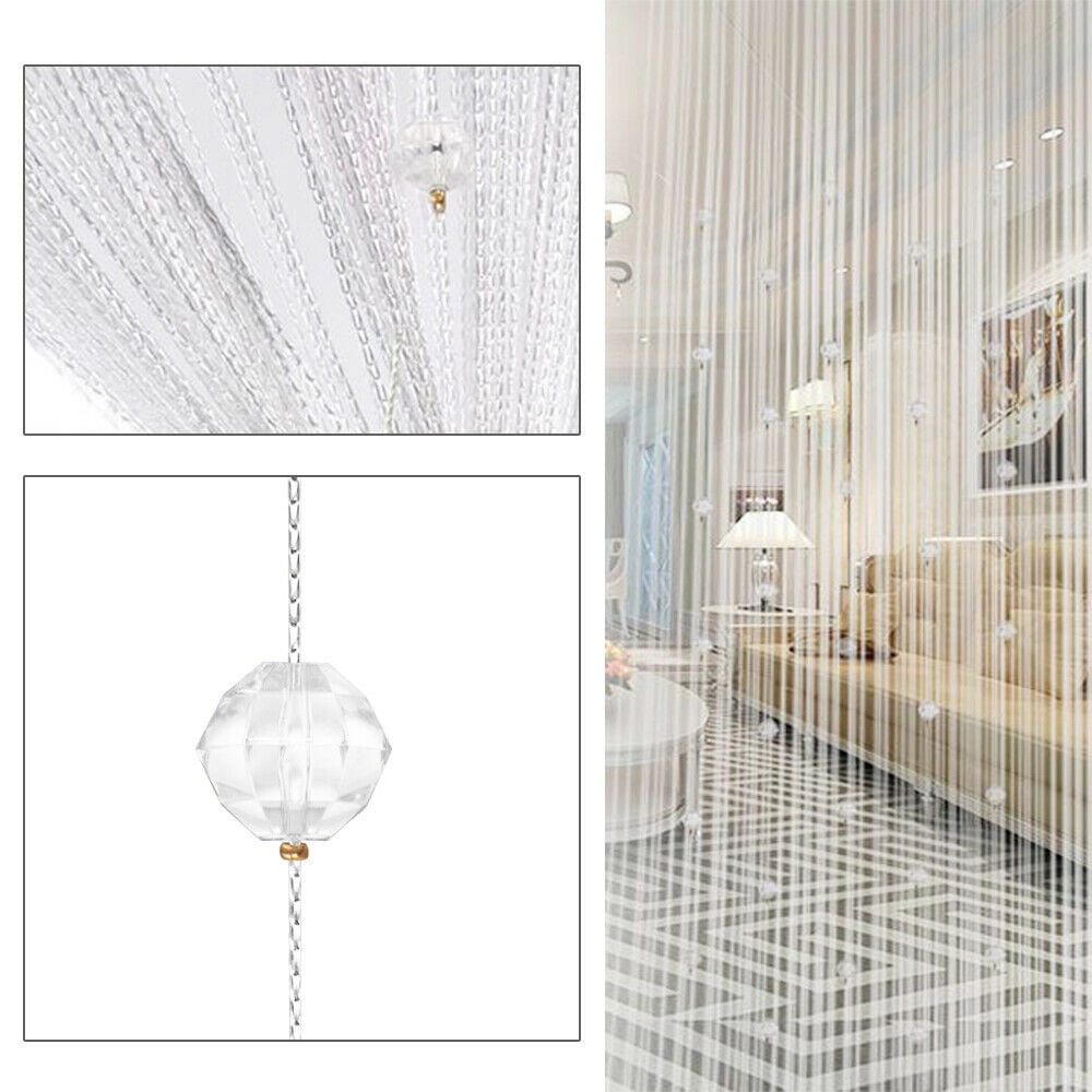 ANMINY Crystal Beads Door Curtain Room Divider Curtains String Tassel Room Decor for Window Door Wall Screen, Champagne