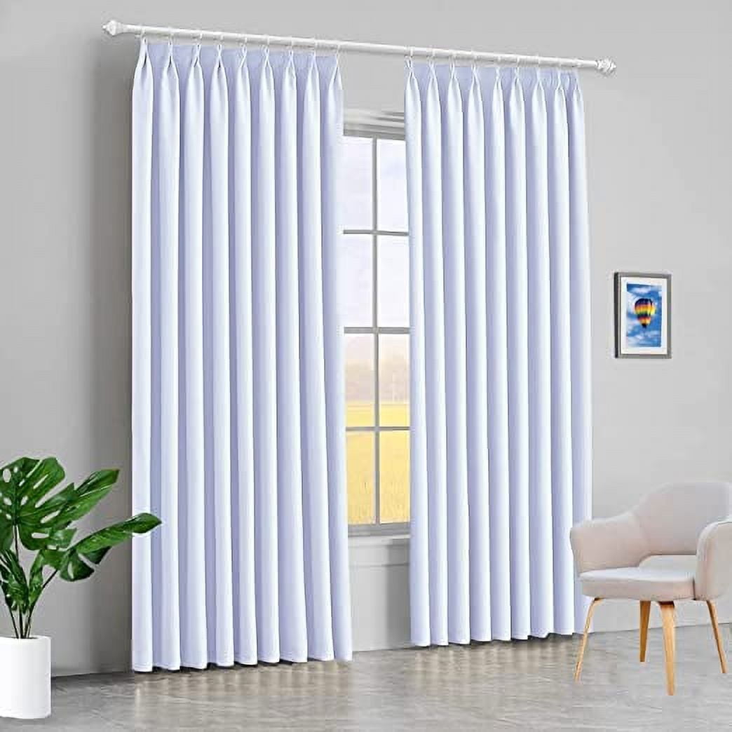 Amay Blackout Double Pinch Pleat Curtain Panel Draperies White 60"W x 72"L-1 Panel