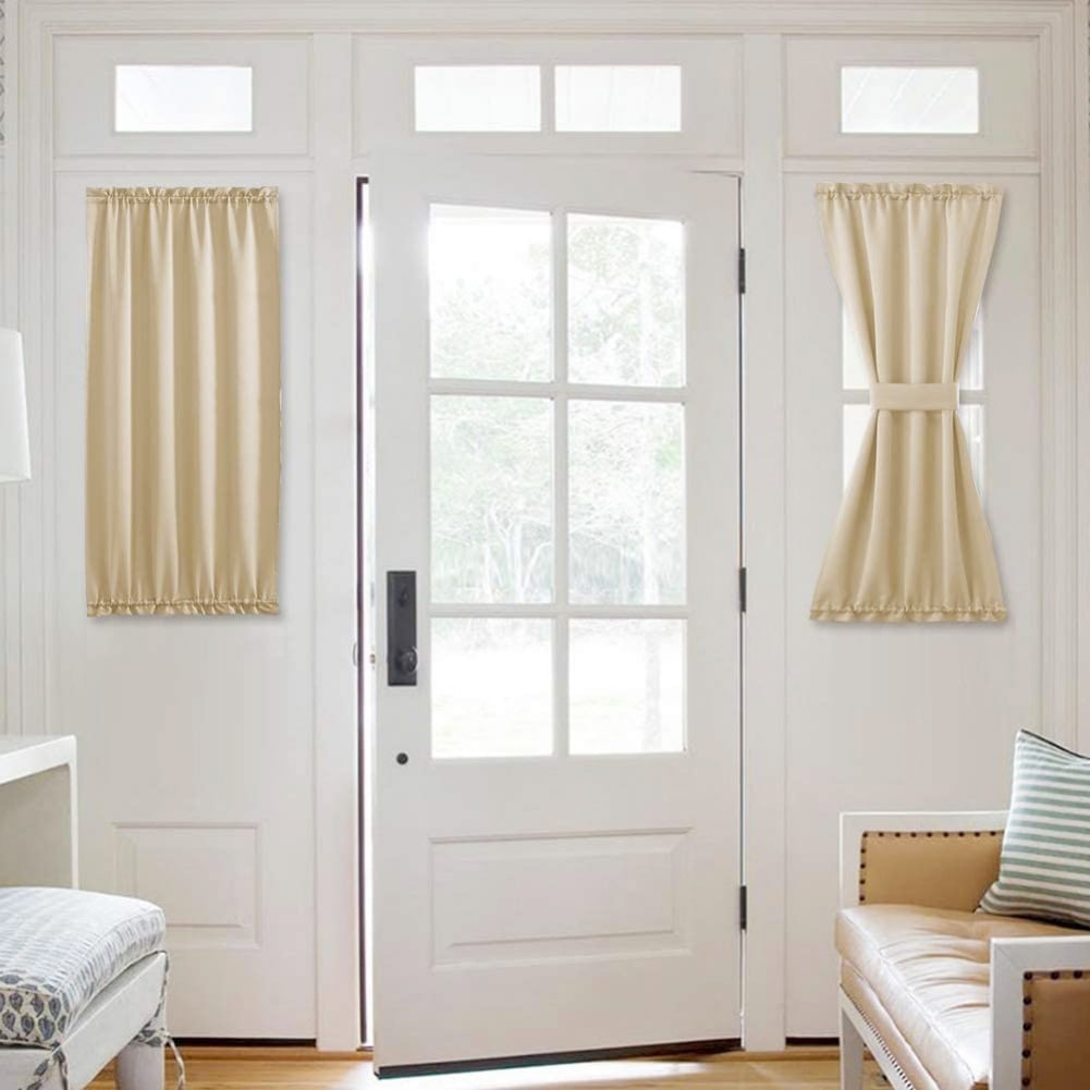 American Farmhouse White Solid Art Rod Pocket Style Blackout Home Decor Door Curtain, 25 x 40 In