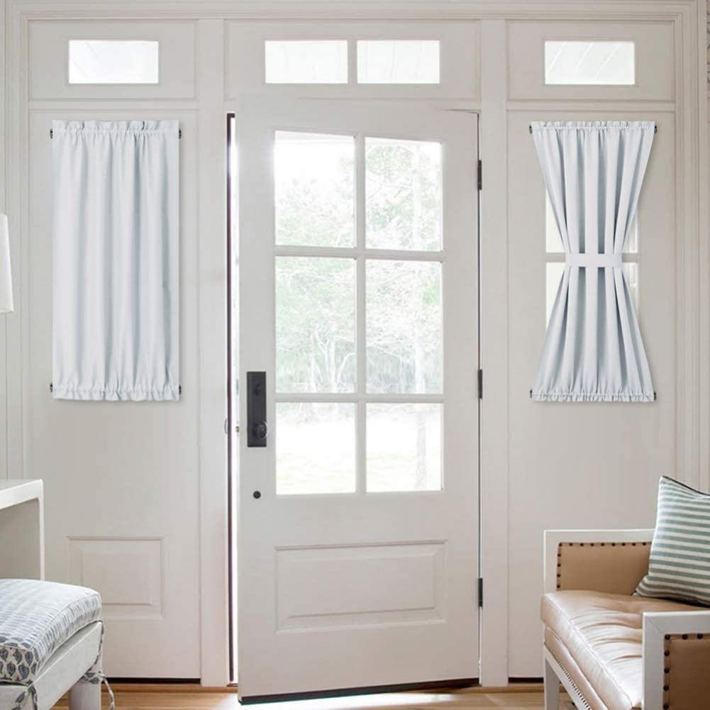 American Farmhouse White Solid Art Rod Pocket Style Blackout Home Decor Door Curtain, 25 x 40 In