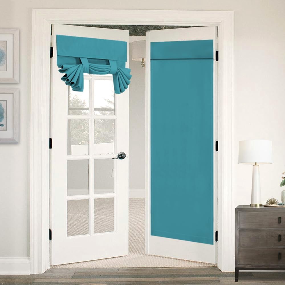 Asunby Modern Farmhouse Linen Curtains - 26x40 inch Blackout French Door Shades, Privacy for Bedroom, 1 Panel