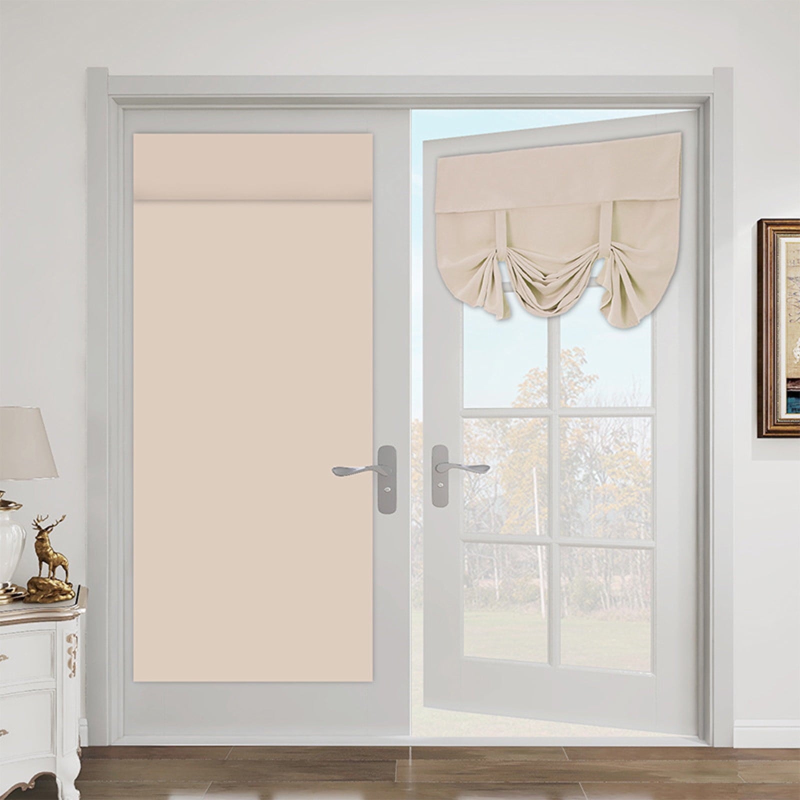 BCZHQQ 26 x 68 Inch Thermal Insulated Door Curtains - Privacy Sidelight Curtains for Front Door - Room Darkening Tie-Up Shades