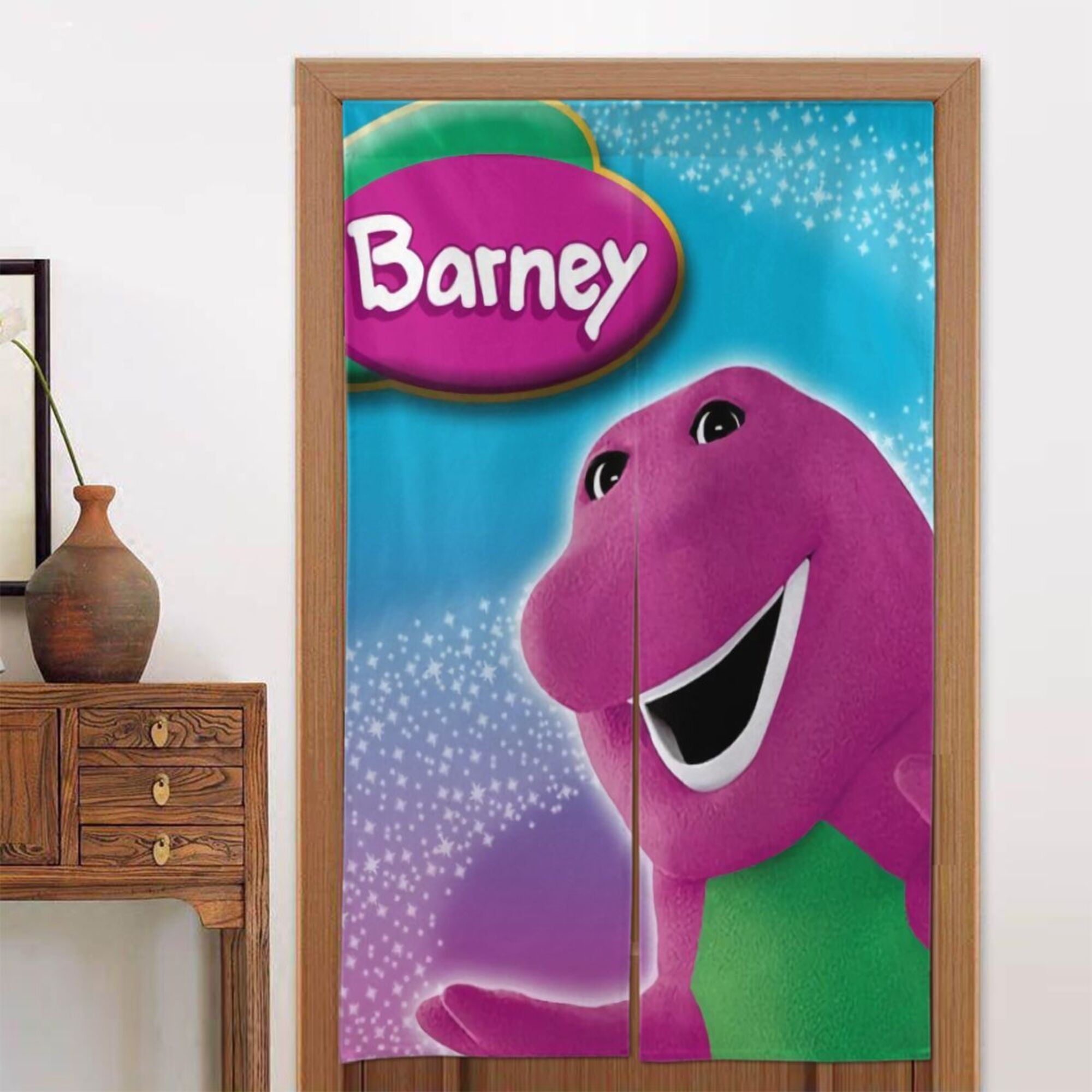 Barney And Friends Door Curtains for Doorway Privacy Dividers Curtain Blackout Tapestry Door Window Curtain for Home Bedroom Kitchen Decoration 34x56in