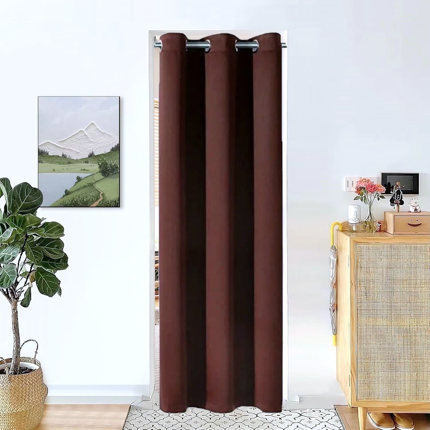Blackout Curtain for Doorways and Closets K68 BLACK Color Window Thermal Insulated Top Grommets for Bedroom 37" X 84"