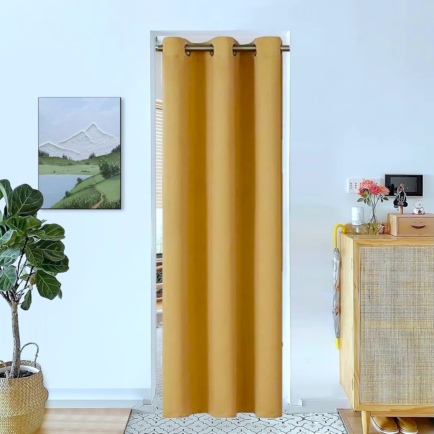 Blackout Curtain for Doorways and Closets K68 BLACK Color Window Thermal Insulated Top Grommets for Bedroom 37" X 84"