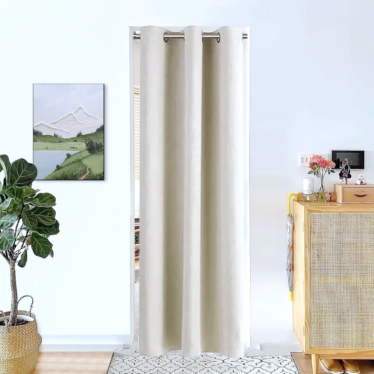 Blackout Curtain for Doorways and Closets K68 BLACK Color Window Thermal Insulated Top Grommets for Bedroom 37" X 84"