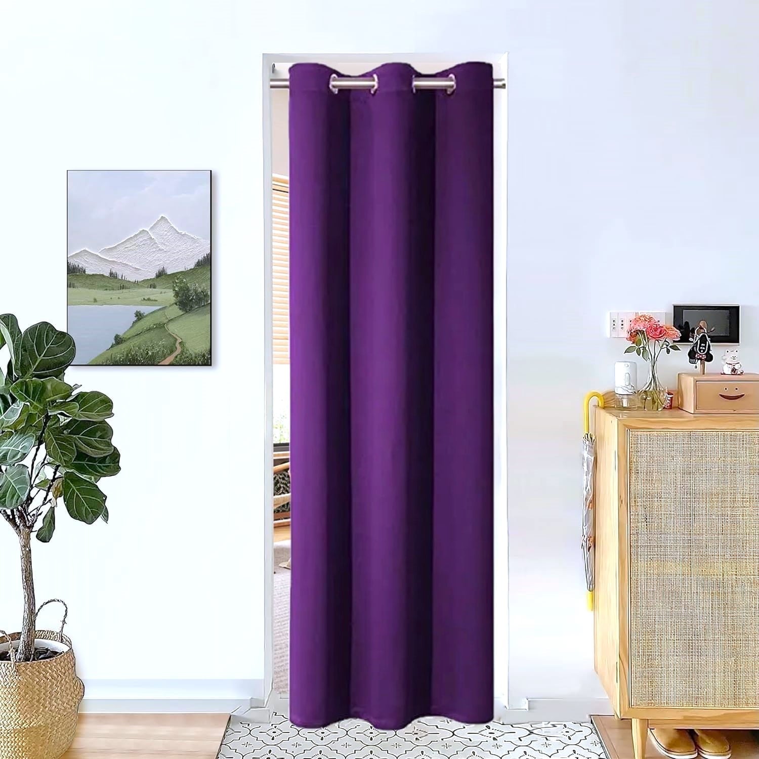 Blackout Curtain for Doorways and Closets K68 BLACK Color Window Thermal Insulated Top Grommets for Bedroom 37" X 84"