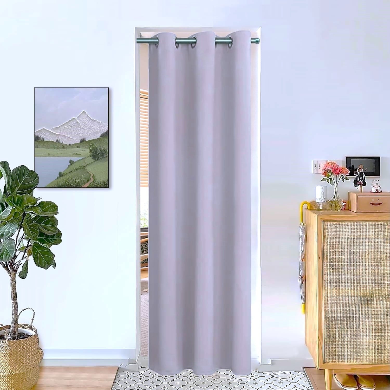 Blackout Curtain for Doorways and Closets K68 BLACK Color Window Thermal Insulated Top Grommets for Bedroom 37" X 84"