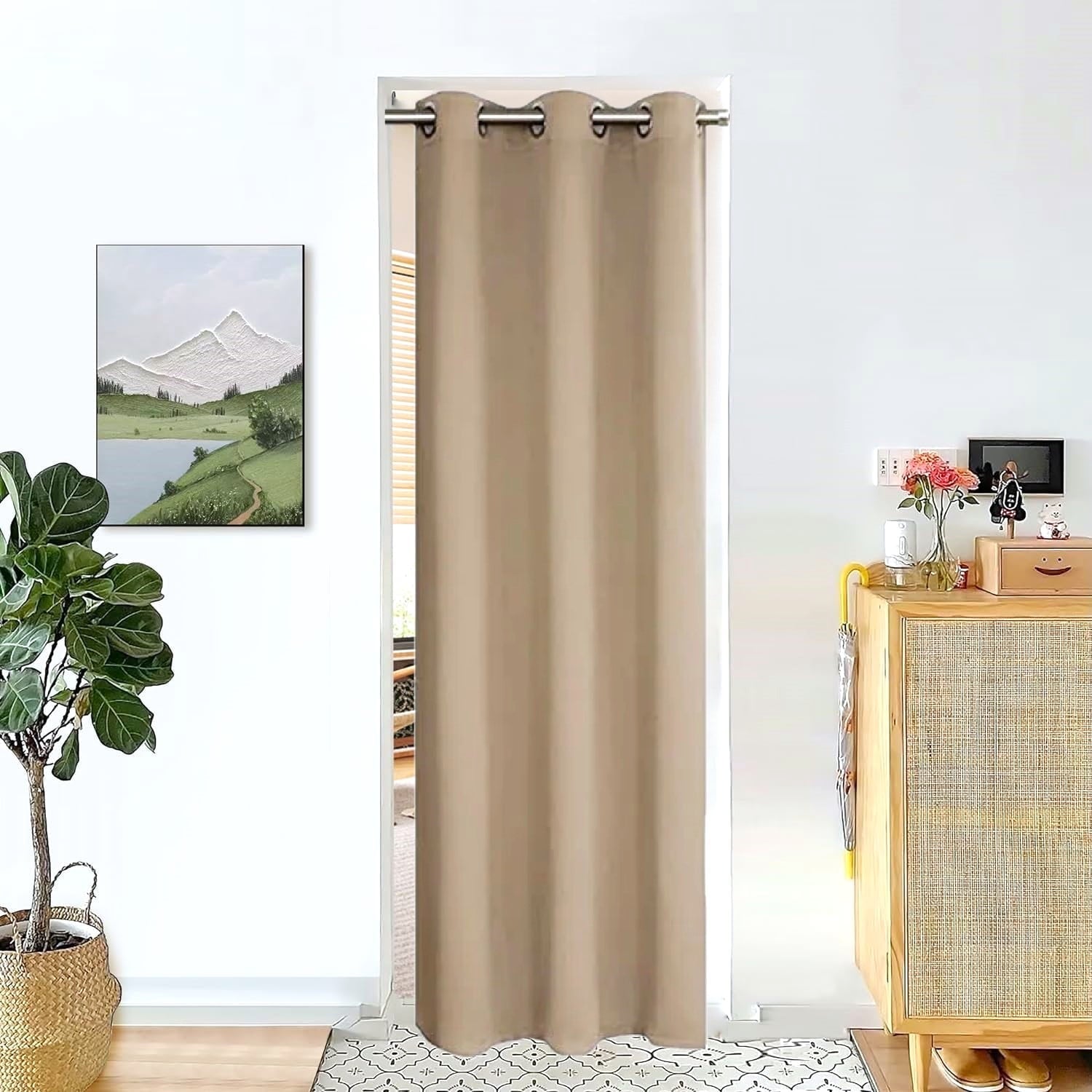 Blackout Curtain for Doorways and Closets K68 BLACK Color Window Thermal Insulated Top Grommets for Bedroom 37" X 84"