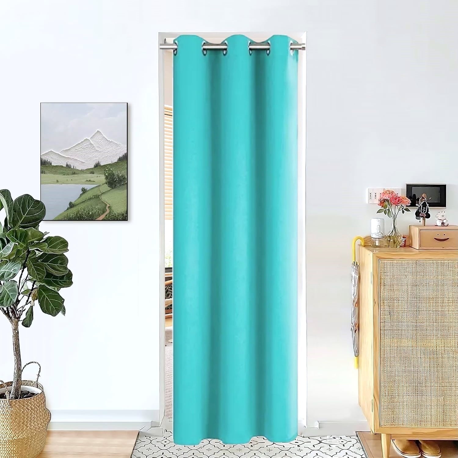 Blackout Curtain for Doorways and Closets K68 BLACK Color Window Thermal Insulated Top Grommets for Bedroom 37" X 84"