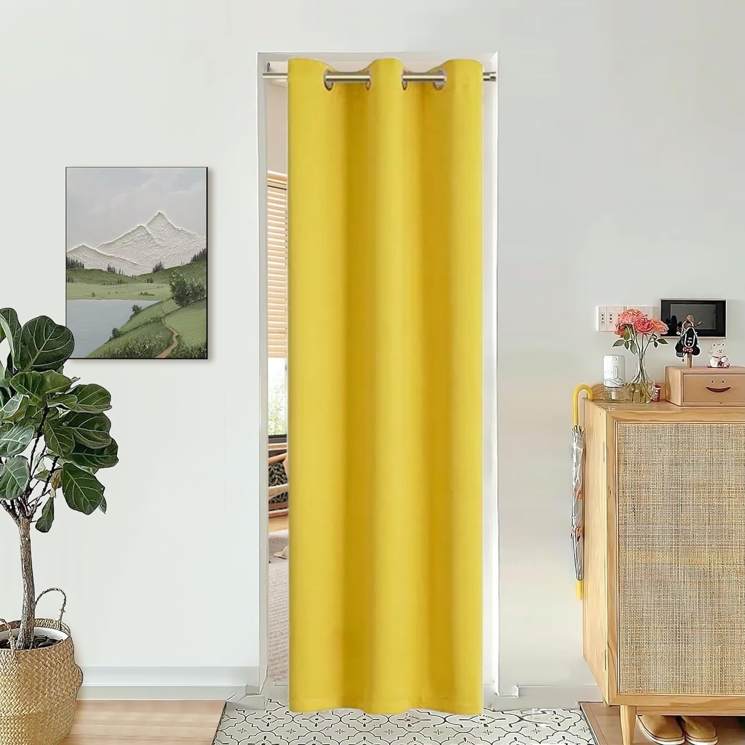 Blackout Curtain for Doorways and Closets K68 BLACK Color Window Thermal Insulated Top Grommets for Bedroom 37" X 84"