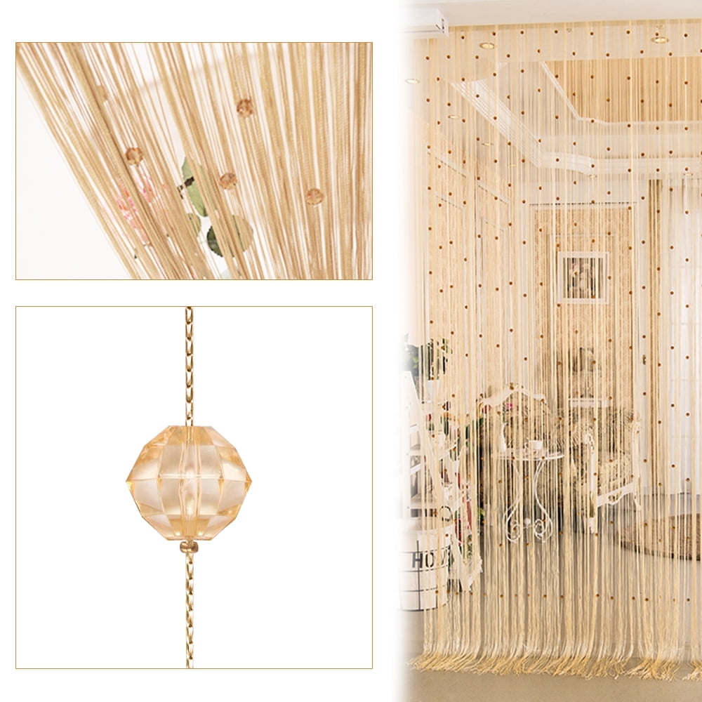 ANMINY Crystal Beads Door Curtain Room Divider Curtains String Tassel Room Decor for Window Door Wall Screen, Champagne