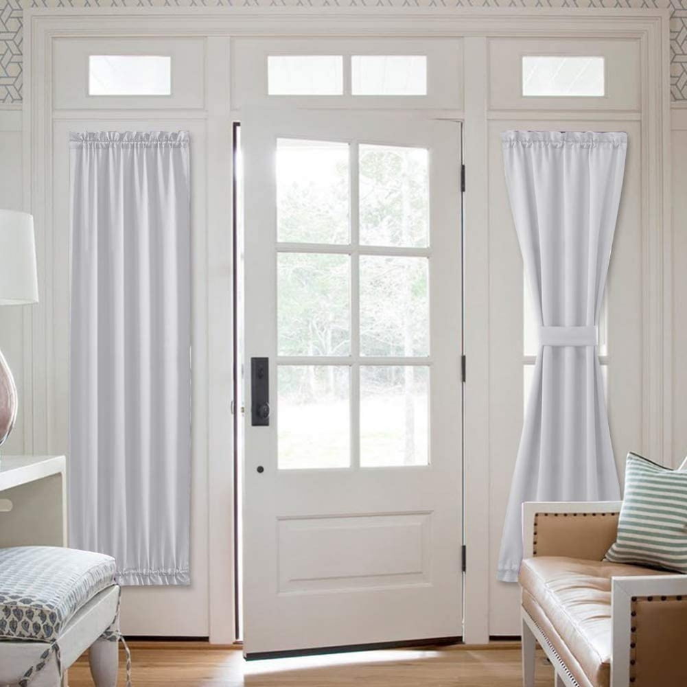 American Farmhouse White Solid Art Rod Pocket Style Blackout Home Decor Door Curtain, 25 x 40 In