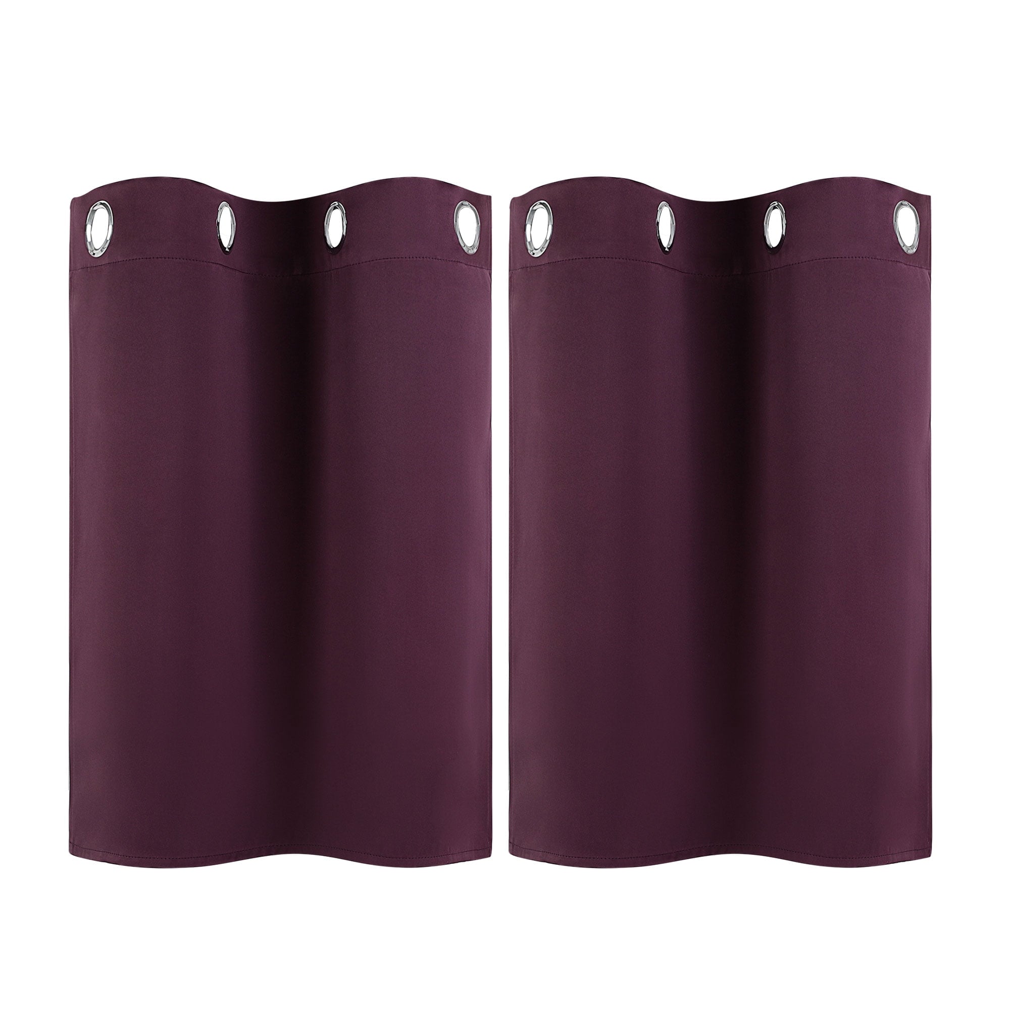 PiccoCasa Polyester Blackout Curtain Panel Set of 2, Burgundy 29 x 18 Inch