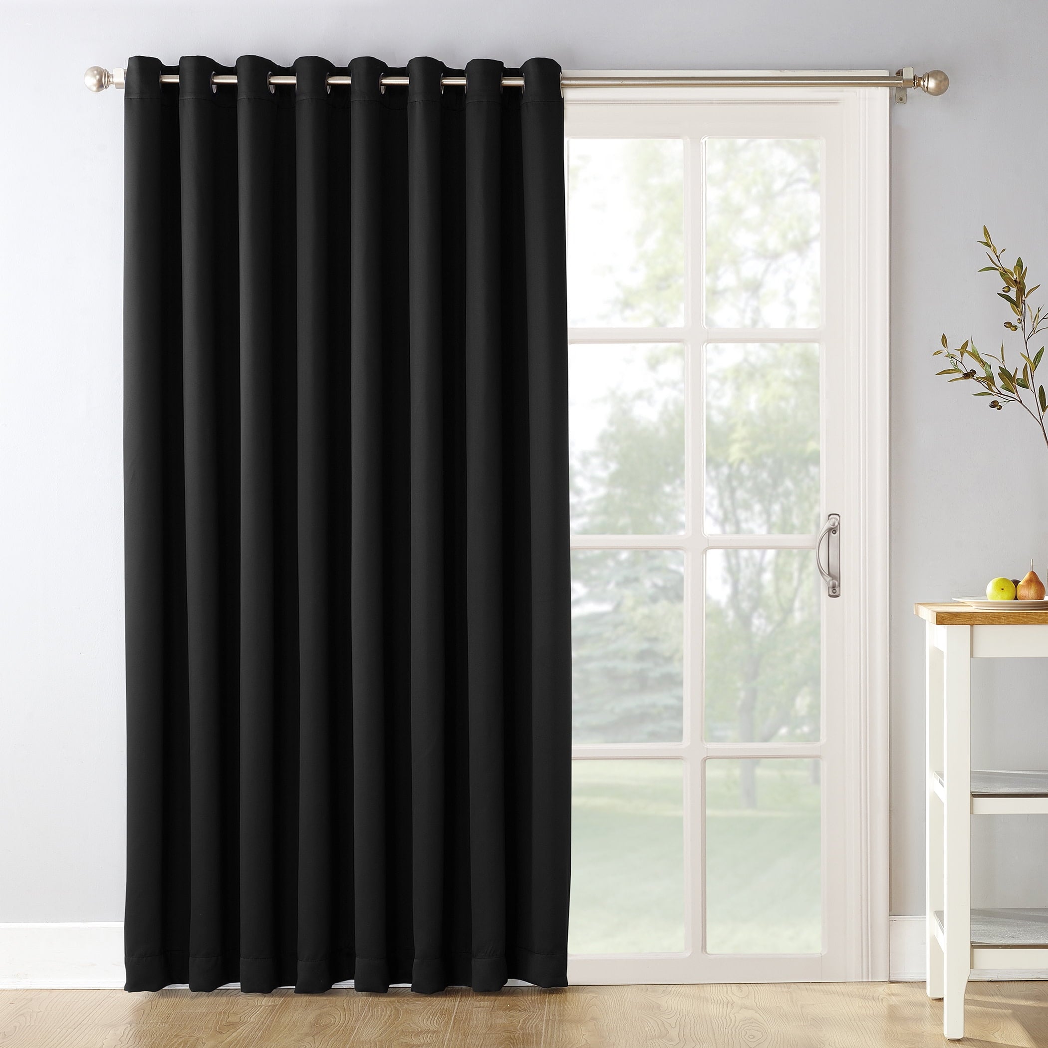 Sun Zero Conrad Extra-Wide Blackout Sliding Patio Door Curtain Panel, 100"X84", Gray