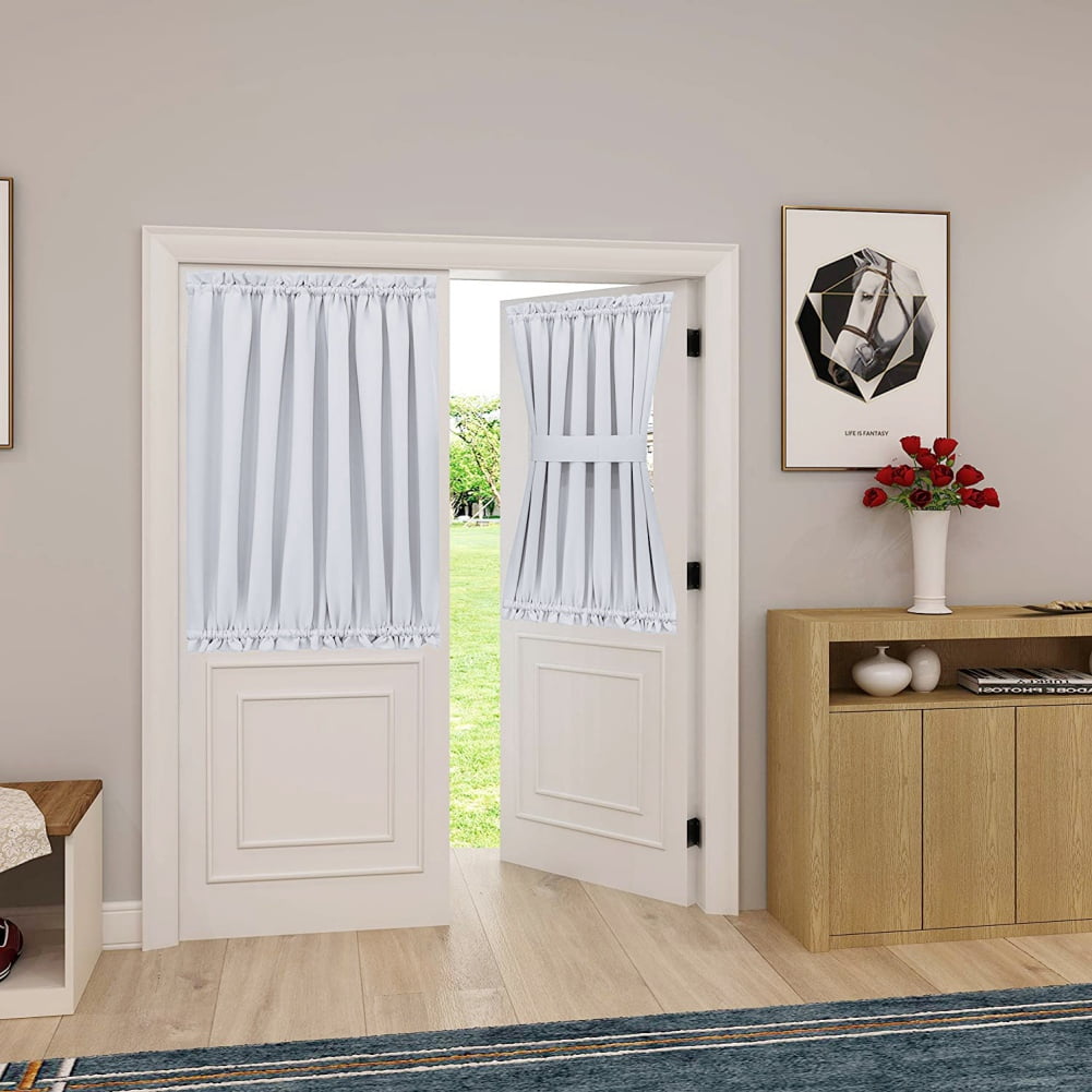 American Farmhouse White Solid Art Rod Pocket Style Blackout Home Decor Door Curtain, 25 x 40 In