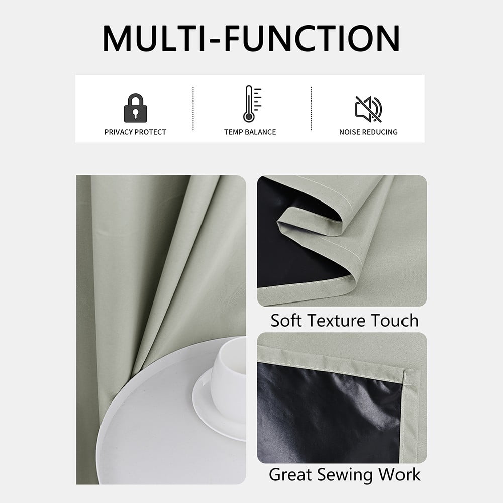 Blackout Curtain Thermal Blackout Door Curtain 132X160cm Room Sunscreen Curtains Black