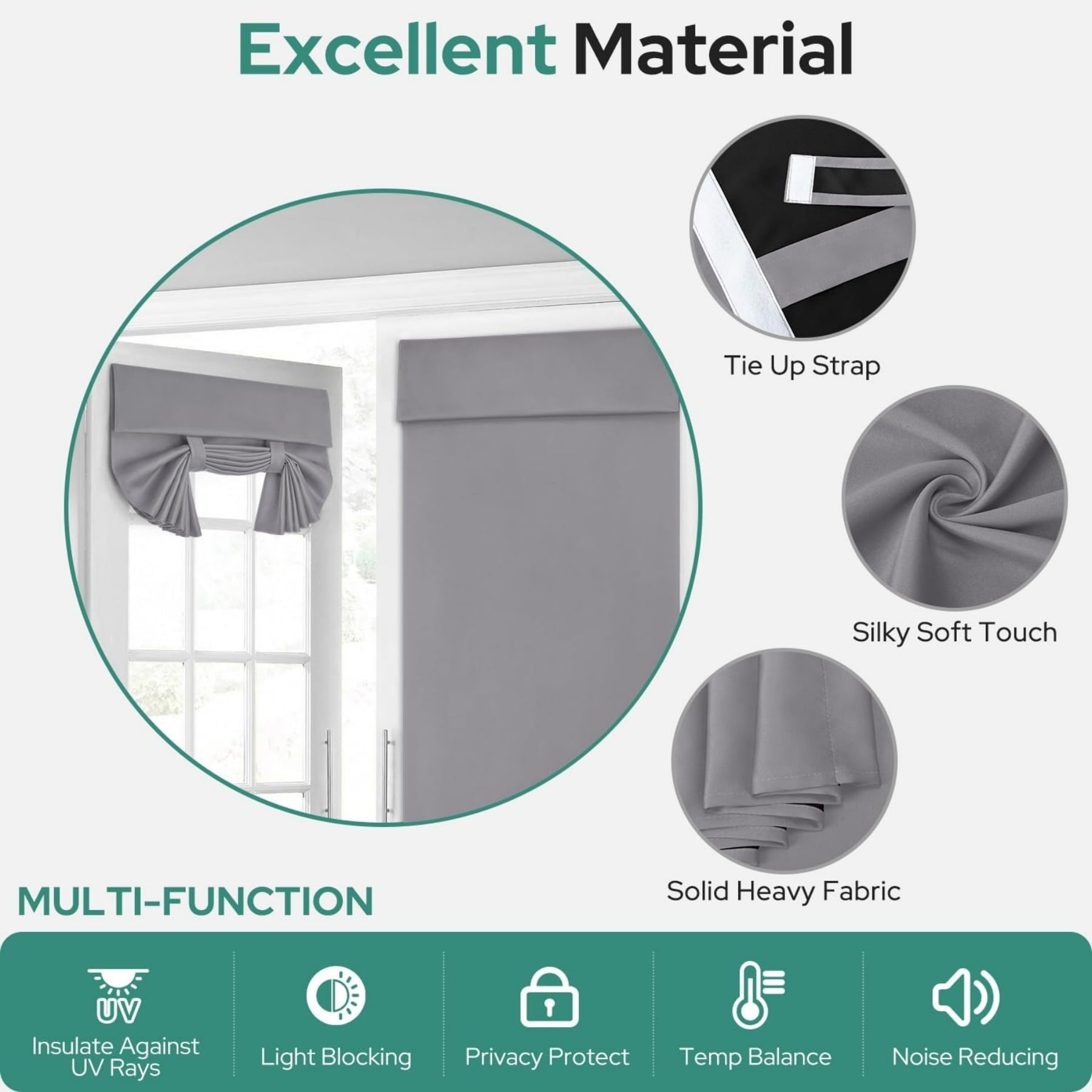 100% Blackout French Door Curtains,Privacy Door Curtains for Window,26 X 40 Inch Room Darkening Blinds,Thermal Insulated Window Shades for Bedroom,1 Panel,Light Grey
