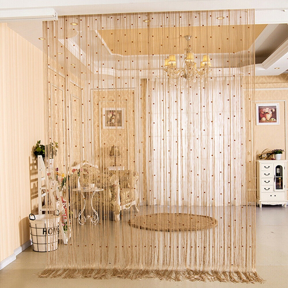 ANMINY Crystal Beads Door Curtain Room Divider Curtains String Tassel Room Decor for Window Door Wall Screen, Champagne