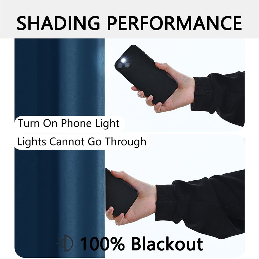Blackout Curtain Thermal Blackout Door Curtain 132X160cm Room Sunscreen Curtains Black