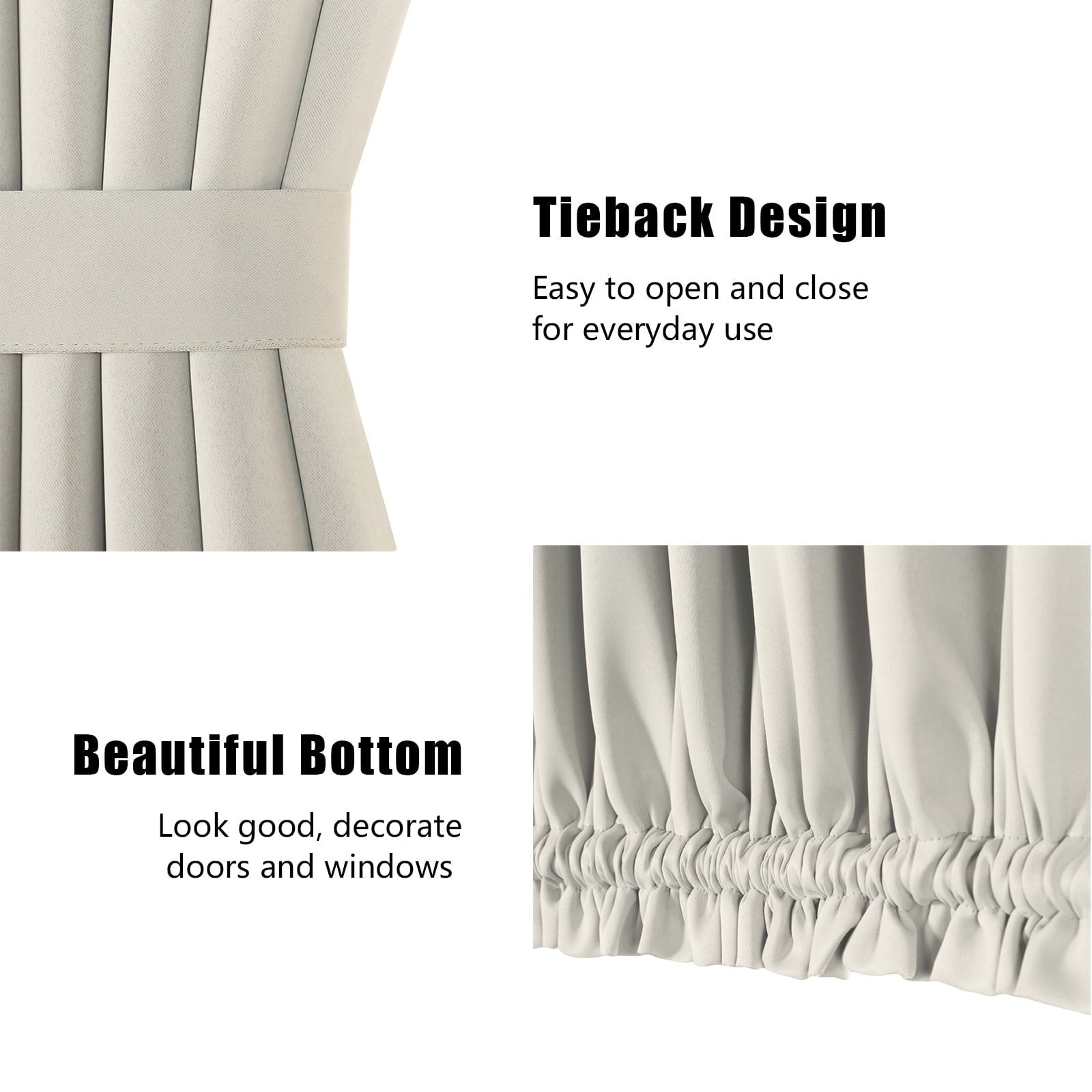 2 Panel French Door Curtains With Rod Pocket Tieback Indoor Sun Blocking Grommet Curtains Thermal Blackout Curtain for Window Kitchen Patio Doors 25 x 72 Inch