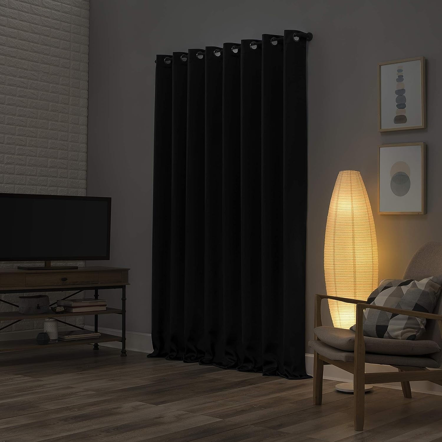 Black Thermal Blackout Curtains/52 x 72 Inch/Set of 2 Panels Room Darkening Curtains for Bedroom